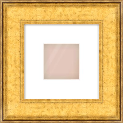 Gold Flat Frame for 4 × 4in artwork, with Smooth White Single Mount