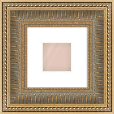 Gold Spoon Frame for 4 × 4in artwork, with Smooth White Single Mount