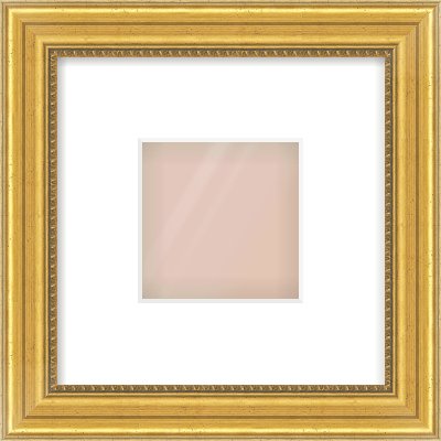 Gold Spoon Frame for 4 × 4in artwork, with Smooth White Single Mount