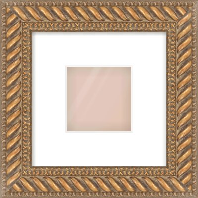 Gold Rope Frame for 4 × 4in artwork, with Smooth White Single Mount