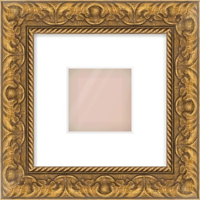 Gold Scoop Frame for 4 × 4in artwork, with Smooth White Single Mount