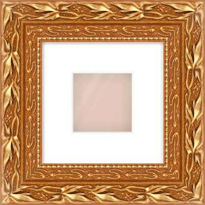 Gold Spoon Frame for 4 × 4in artwork, with Smooth White Single Mount