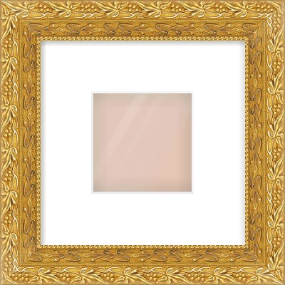 Gold Spoon Frame for 4 × 4in artwork, with Smooth White Single Mount