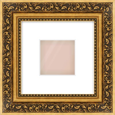 Gold Spoon Frame for 4 × 4in artwork, with Smooth White Single Mount