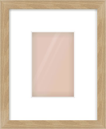 Oak Veneer Flat Frame for 4 × 6in artwork, with Smooth White Single Mount