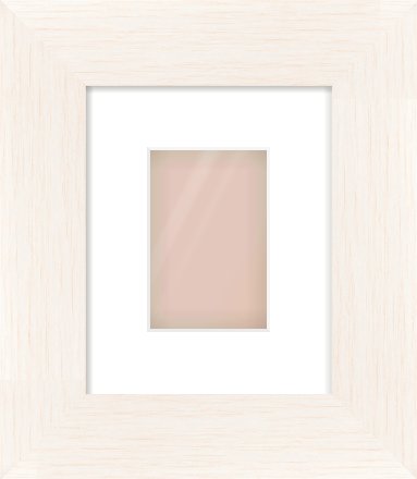 Ivory Driftwood Flat Frame for 4 × 6in artwork, with Smooth White Single Mount