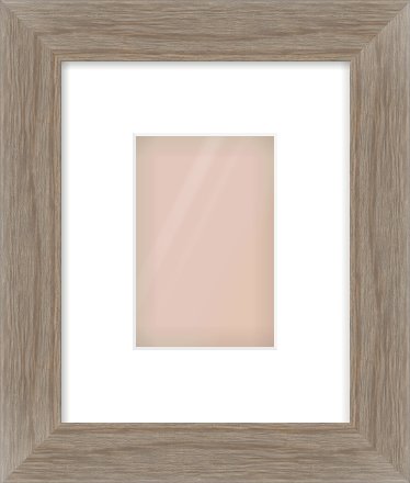 Grey Wood Flat Frame for 4 × 6in artwork, with Smooth White Single Mount