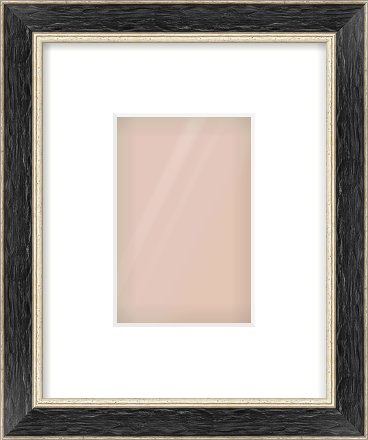 Black & Champagne Silver Reverse Frame for 4 × 6in artwork, with Smooth White Single Mount