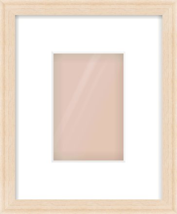 Natural Wood Flat Frame for 4 × 6in artwork, with Smooth White Single Mount