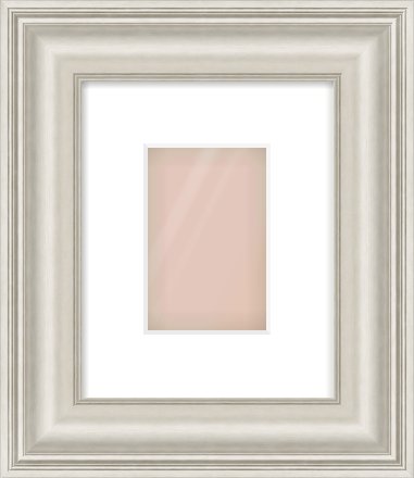 Silver Scoop Frame for 4 × 6in artwork, with Smooth White Single Mount