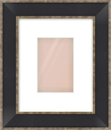 Black & Champagne Silver Bevel Frame for 4 × 6in artwork, with Smooth White Single Mount