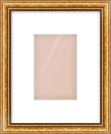 Gold Cushion Frame for 4 × 6in artwork, with Smooth White Single Mount