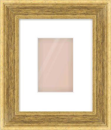 Gold Flat Frame for 4 × 6in artwork, with Smooth White Single Mount