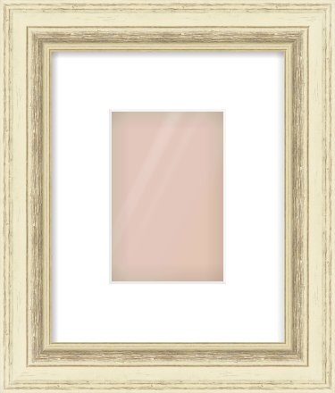 Ivory Distressed Frame for 4 × 6in artwork, with Smooth White Single Mount