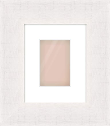 Rough Cut Effect Flat Frame for 4 × 6in artwork, with Smooth White Single Mount