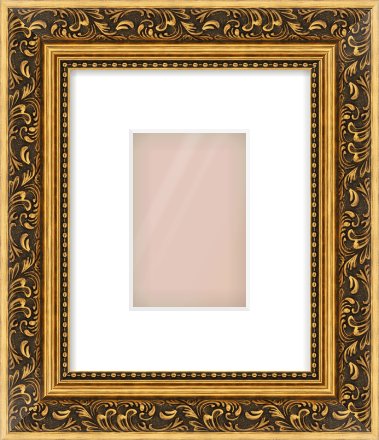 Gold Spoon Frame for 4 × 6in artwork, with Smooth White Single Mount