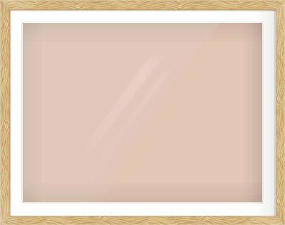 Natural Wood Flat Frame for 40 × 30in artwork, with Smooth White Single Mount