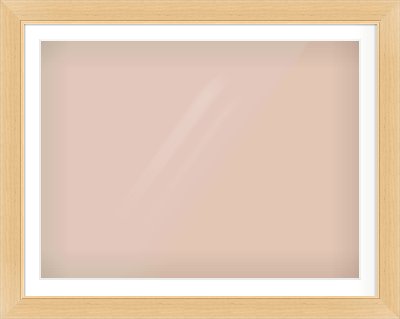Natural Wood Flat Frame for 40 × 30in artwork, with Smooth White Single Mount