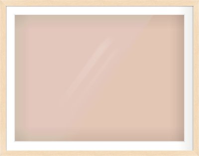 Natural wood Flat Frame for 40 × 30in artwork, with Smooth White Single Mount