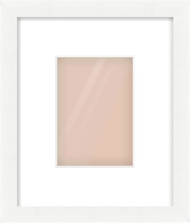White Wood Grain Flat Frame for 105 × 148mm artwork, with Smooth White Single Mount
