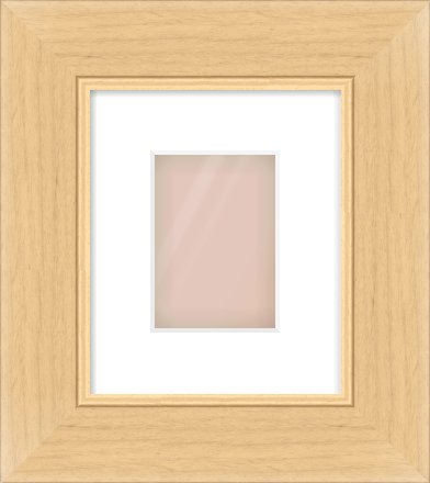 Natural Wood Flat Frame for 105 × 148mm artwork, with Smooth White Single Mount