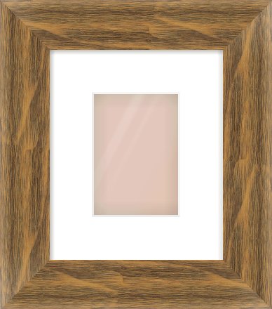 Characteristic Brown Flat Frame for 105 × 148mm artwork, with Smooth White Single Mount