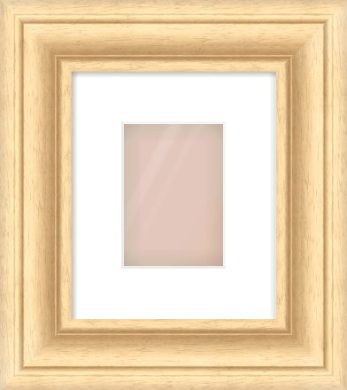 Natural Wood Scoop Frame for 105 × 148mm artwork, with Smooth White Single Mount