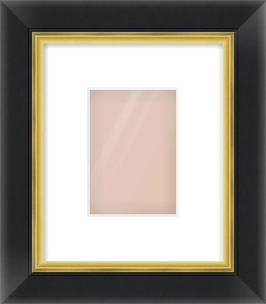 Black/Gold Reverse Frame for 105 × 148mm artwork, with Smooth White Single Mount