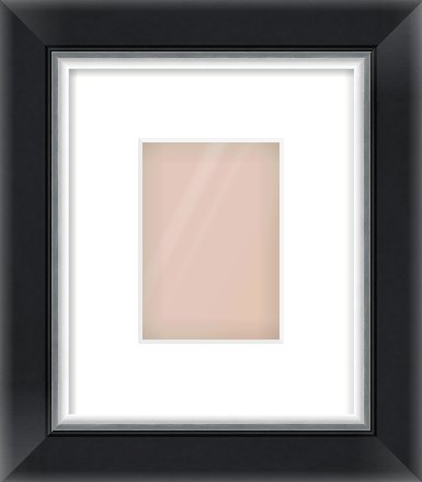 Black/Silver Reverse Frame for 105 × 148mm artwork, with Smooth White Single Mount