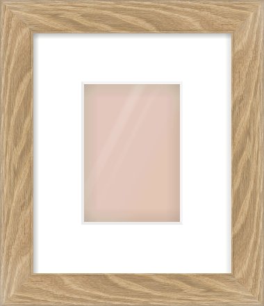 Oak Veneer Flat Frame for 105 × 148mm artwork, with Smooth White Single Mount