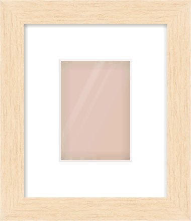 Natural wood Flat Frame for 105 × 148mm artwork, with Smooth White Single Mount