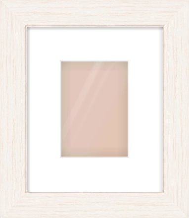 Ivory Driftwood Flat Frame for 105 × 148mm artwork, with Smooth White Single Mount