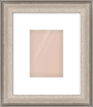 Champagne Silver Scoop Frame for 105 × 148mm artwork, with Smooth White Single Mount