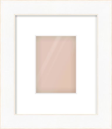 White Flat With Bevel Frame for 105 × 148mm artwork, with Smooth White Single Mount