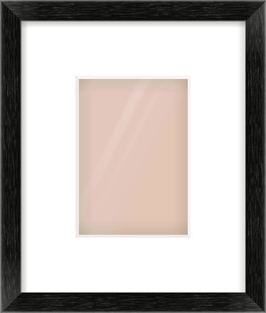 Black Wood Grain Flat Frame for 105 × 148mm artwork, with Smooth White Single Mount