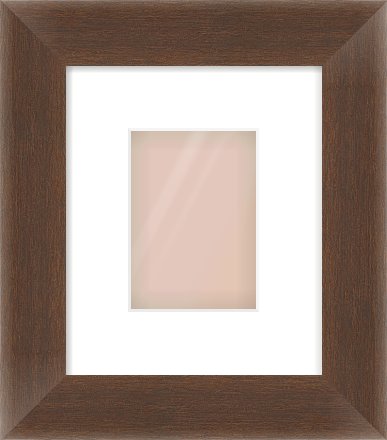 Brown Flat Frame for 105 × 148mm artwork, with Smooth White Single Mount