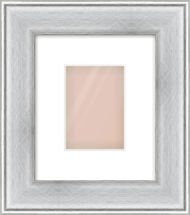 Brushed Silver Cushion Frame for 105 × 148mm artwork, with Smooth White Single Mount