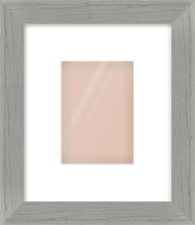 Pale Grey Flat Frame for 105 × 148mm artwork, with Smooth White Single Mount