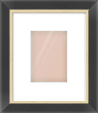 Black/Gold Flat Frame for 105 × 148mm artwork, with Smooth White Single Mount