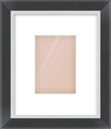 Black/Silver Flat Frame for 105 × 148mm artwork, with Smooth White Single Mount