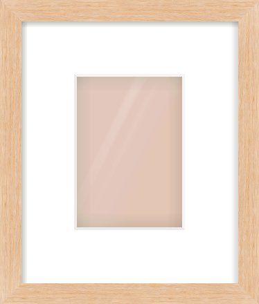 Light Oak Veneer Flat Frame for 105 × 148mm artwork, with Smooth White Single Mount