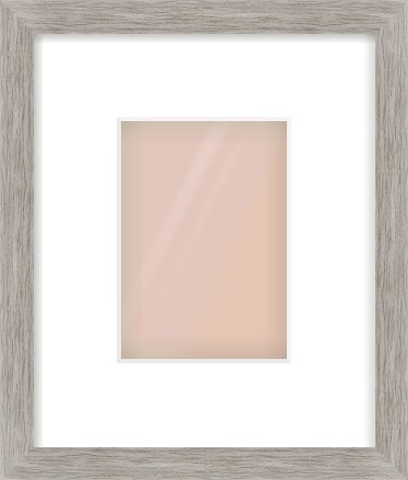 Grey Wood Grain Flat Frame for 105 × 148mm artwork, with Smooth White Single Mount