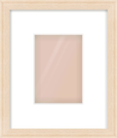 Natural Wood Flat Frame for 105 × 148mm artwork, with Smooth White Single Mount