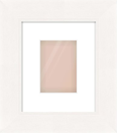 White Beveled Frame for 105 × 148mm artwork, with Smooth White Single Mount