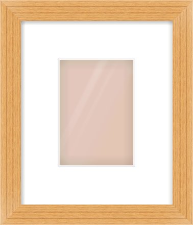Oak Veneer Flat Frame for 105 × 148mm artwork, with Smooth White Single Mount