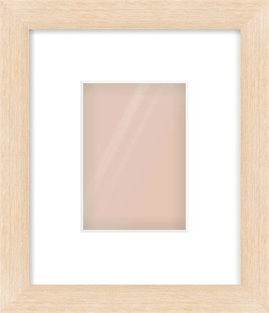 Natural Wood Flat Frame for 105 × 148mm artwork, with Smooth White Single Mount