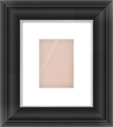 Black/Silver Scoop Frame for 105 × 148mm artwork, with Smooth White Single Mount