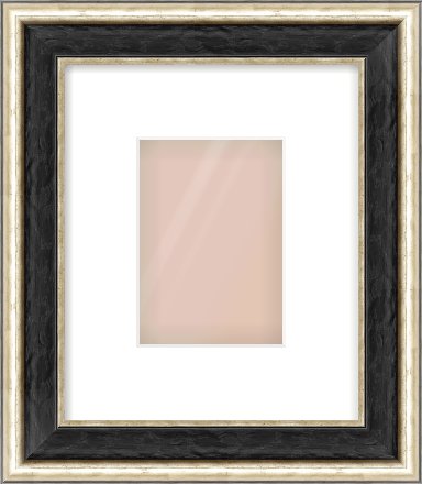 Black & Champagne Silver Spoon Frame for 105 × 148mm artwork, with Smooth White Single Mount