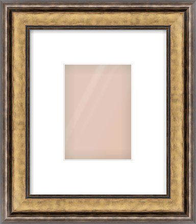 Gold Spoon Frame for 105 × 148mm artwork, with Smooth White Single Mount