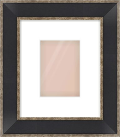 Black & Champagne Silver Bevel Frame for 105 × 148mm artwork, with Smooth White Single Mount